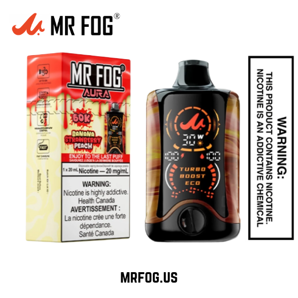 Banana Strawberry Peach Mr Fog Aura 60k Puffs Disposable Vape