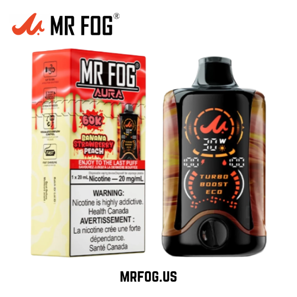 Banana Strawberry Peach Mr Fog Aura 60k Puffs Disposable Vape