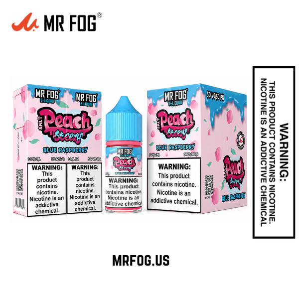 Blue Raspberry Peach Mr Fog Salt E-Liquid Steezy Series