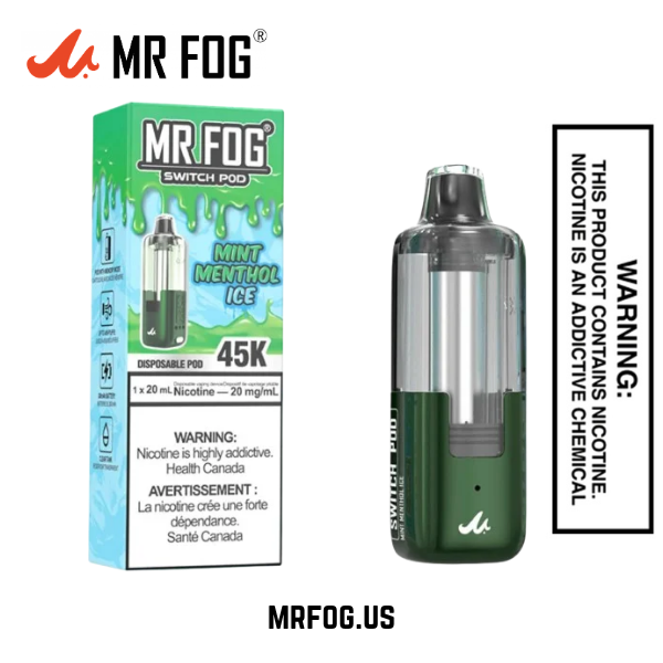 Mint Menthol Ice Mr Fog Switch 45k Puffs Disposable Vape - Pods Only